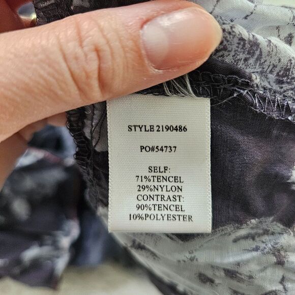 Azoe Blue Gray Floral Sleeveless Layered Tiered Ruffle Midi Dress Sz L Ethereal‎ - Picture 7 of 8